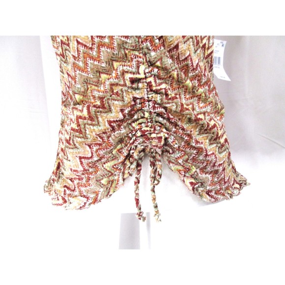BCX Rusty Brown Tan Chevron Top with Bottom Tie Detail Lined L NWT (B7) - Picture 3 of 12